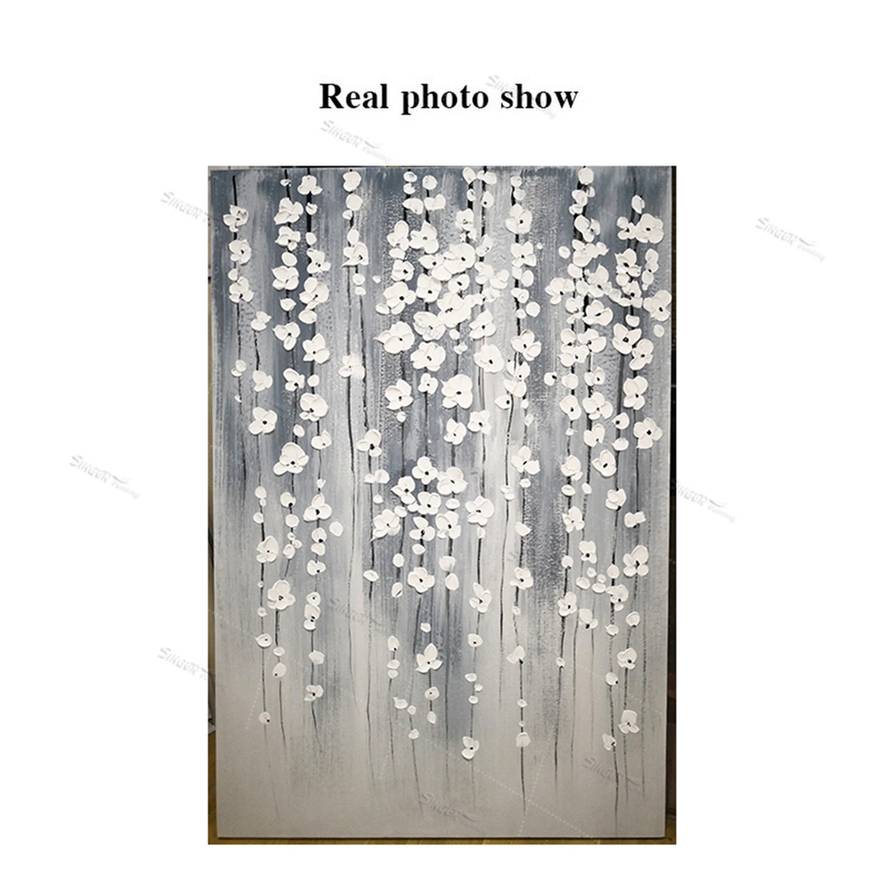 Hallway Original Silver Paintings Bedroom Abstract Canvas Wall Art OG4QH